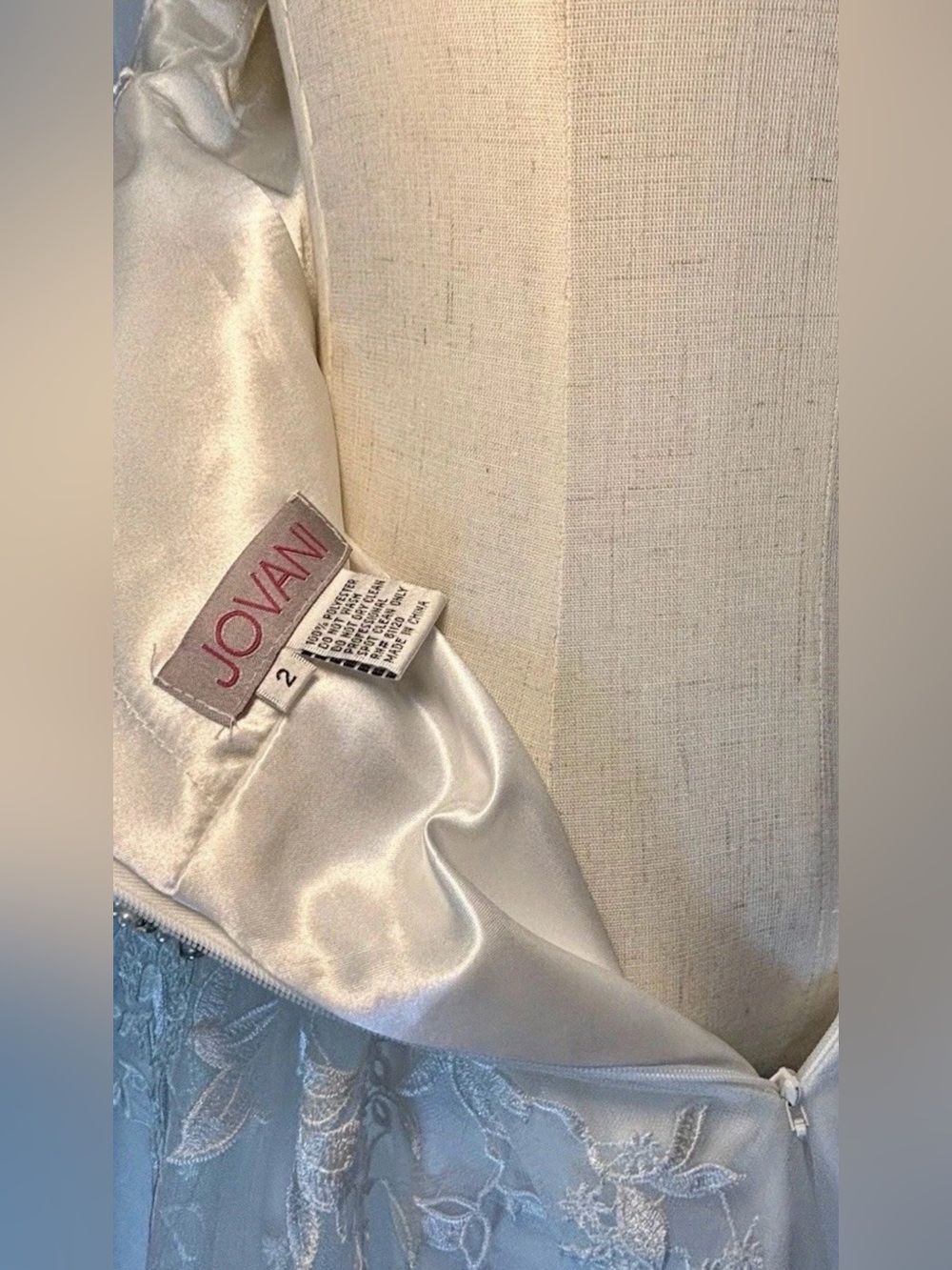 Jovani Floral Bridal Prom Cocktail Dress Tulle Skirt Ivory Size 2 #JVN68267 - Picture 6 of 10